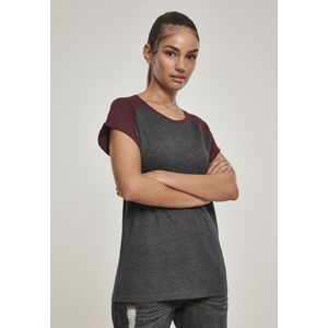 Dámske tričko Urban Classics Ladies Contrast Raglan Tee charcoal/redwine Pohlavie: dámske, Velikost: XL vyobraziť