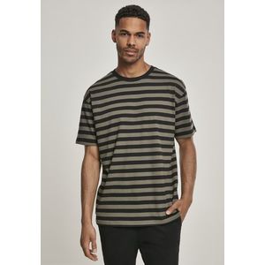 Pánske tričko URBAN CLASSICS Oversized Yarn Dyed Bold Stripe Tee olive/black Veľkosť: M, Pohlavie: pánske vyobraziť