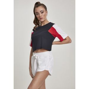 Dámske tričko Urban Classics Ladies 3-Tone Short Oversize Tee navy/white/fire red Veľkosť: XL, Pohlavie: dámske vyobraziť