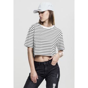Dámske tričko Urban Classics Ladies Short Striped Oversized Tee wht/blk Veľkosť: XL, Pohlavie: dámske vyobraziť