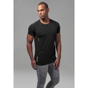Pánske tričko URBAN CLASSICS Ripped Raglan Tee black Veľkosť: XL, Pohlavie: pánske vyobraziť