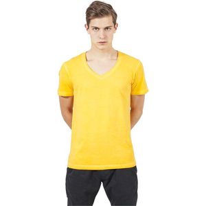 Pánske tričko URBAN CLASSICS Spray Dye V-Neck Tee yellow Veľkosť: XL, Pohlavie: pánske vyobraziť