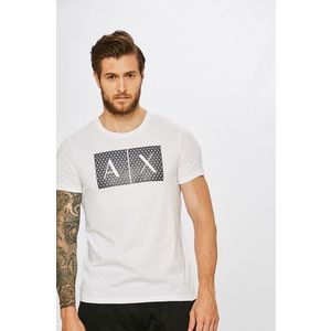 Bavlnené tričko Armani Exchange biela farba, s potlačou vyobraziť