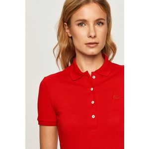 Tričko Lacoste dámske, červená farba, s golierom vyobraziť