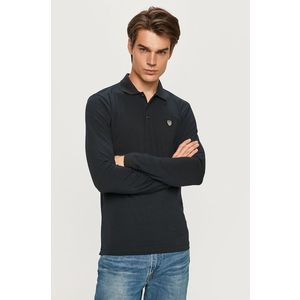 Tričko s dlhým rukávom EA7 Emporio Armani pánske, tmavomodrá farba, jednofarebné vyobraziť