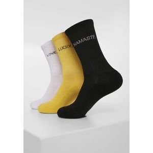 Ponožky Urban Classics Wording Socks 3-Pack blk/wht/yellow veľkosť (EU): 39-42 vyobraziť