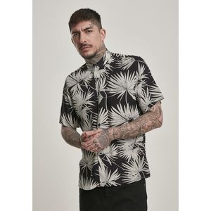 Pánska košeľa URBAN CLASSICS Frond Resort Shirt black/frond Veľkosť: M, Pohlavie: pánske vyobraziť