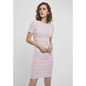 Dámske šaty URBAN CLASSICS Ladies Stretch Stripe Dress girlypink/oceanblue Veľkosť: XL, Pohlavie: dámske vyobraziť