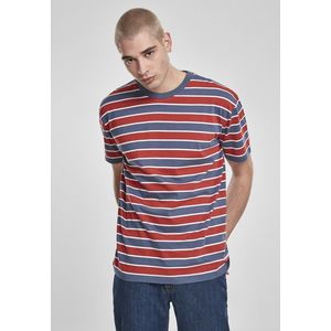 Pánske tričko URBAN CLASSICS Yarn Dyed Oversized Board Stripe Tee burnedred/vintageblue Veľkosť: XL, Pohlavie: pánske vyobraziť
