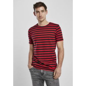 Pánske tričko URBAN CLASSICS Stripe Tee firered/blk Veľkosť: XL, Pohlavie: pánske vyobraziť