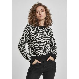 Urban Classics Ladies Short Tiger Sweater black/grey - S vyobraziť