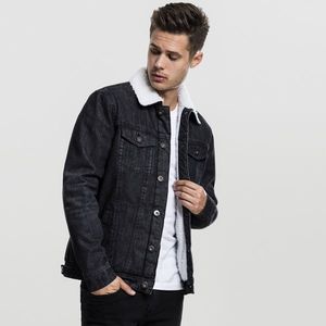 Urban Classics Sherpa Denim Jacket black washed - M vyobraziť