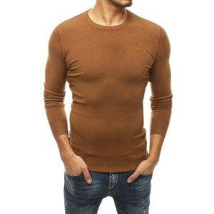 Jednoduchý sveter v tmavo-kamelovej farbe vyobraziť
