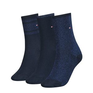 TOMMY HILFIGER - 3PACK lurex navy blue ponožky v darčekovom balení-39-42 vyobraziť