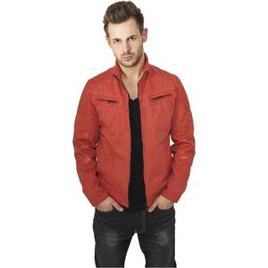 Urban Classics Cotton/Leathermix Racer Jacket red - M vyobraziť