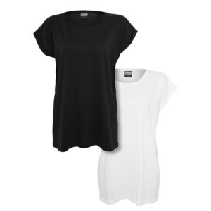 Urban Classics Ladies Extended Shoulder Tee 2-Pack black/white - 3XL vyobraziť