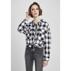 Urban Classics Ladies Short Oversized Check Shirt black/white - 3XL vyobraziť