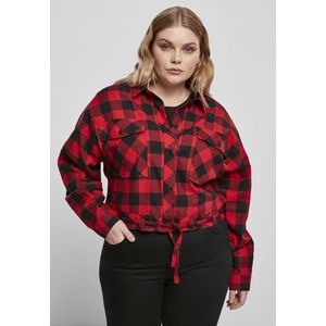 Urban Classics Ladies Short Oversized Check Shirt black/red - 3XL vyobraziť