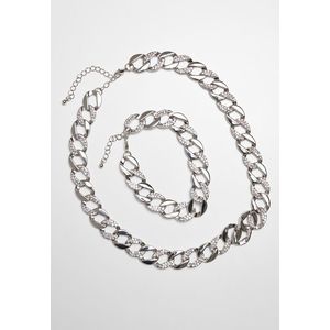 Urban Classics Basic Diamond Necklace And Bracelet Set silver - One Size vyobraziť
