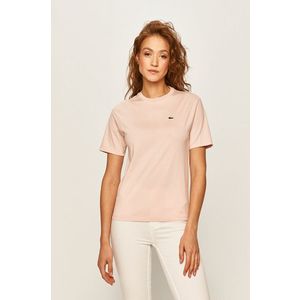 Bavlnené tričko Lacoste ružová farba vyobraziť