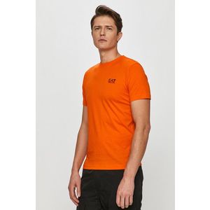 Bavlnené tričko EA7 Emporio Armani oranžová farba, s potlačou vyobraziť