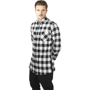 Pánska košeľa URBAN CLASSICS Side-Zip Long Checked Flanell Shirt blk/wht Veľkosť: S, Pohlavie: pánske vyobraziť