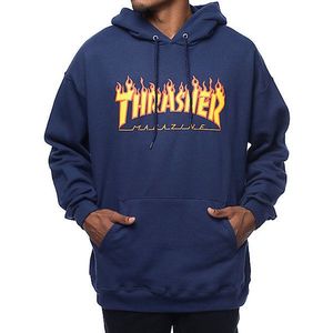 Pánska tmavomodrá mikina Thrasher Flame Logo Farba: Modrá, Veľkosť: XL vyobraziť