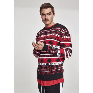 Pánsky sveter URBAN CLASSICS Snowflake Christmas Tree Sweater black/fire red/white Veľkosť: L, Pohlavie: pánske vyobraziť