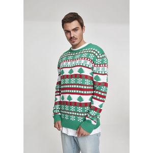 Pánsky sveter URBAN CLASSICS Snowflake Christmas Tree Sweater treegreen/white/firered Veľkosť: L, Pohlavie: pánske vyobraziť