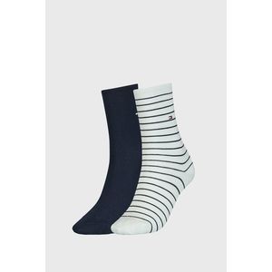 2 PACK modro-bielych dámskych ponožiek Tommy Hilfiger Stripes vyobraziť