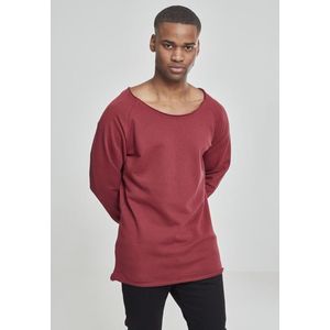 Urban Classics Long Open Edge Terry Crewneck burgundy - S vyobraziť