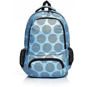 Modrý školský batoh s grafickým vzorom vyobraziť