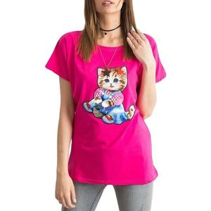 Dámske ružové tričko s mačkou vyobraziť