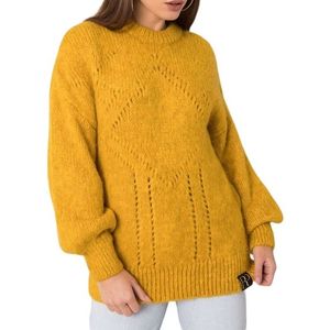 Tmavo žltý dámsky pletený pulóver vyobraziť