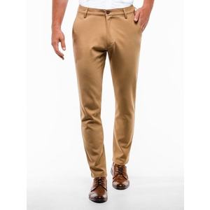 Elegantné pánske chinos nohavice kamelové P832 vyobraziť