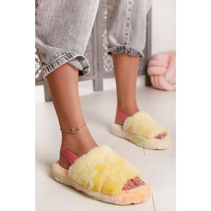 Ružovo-žlté plyšové sandále Dory vyobraziť