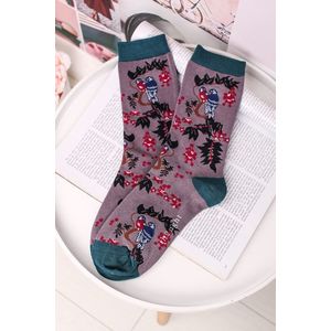 Tyrkysovo-sivé ponožky Love Bird Socks vyobraziť