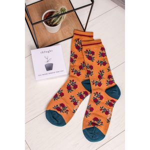 Žlté kvetované ponožky v darčekovej krabičke Bernice Bamboo Floral Gift Socks vyobraziť