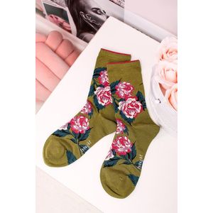 Zelené kvetované ponožky Rosie Bamboo Rose Socks vyobraziť