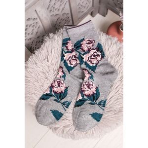 Sivé kvetované ponožky Rosie Bamboo Rose Socks vyobraziť