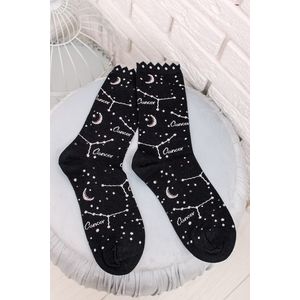 Čierne vzorované ponožky Cancer Bamboo Zodiac Star Sign Socks vyobraziť