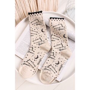 Béžové vzorované ponožky Gemini Bamboo Zodiac Star Sign Socks vyobraziť