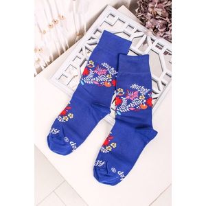 Modré vzorované ponožky Modré Folk Kvietky vyobraziť