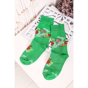 Zelené vzorované ponožky Folk Kvietky vyobraziť