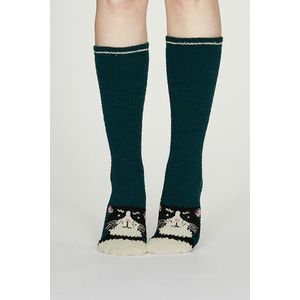 Tmavotyrkysové vzorované ponožky Rebecca Fuzzy Socks vyobraziť