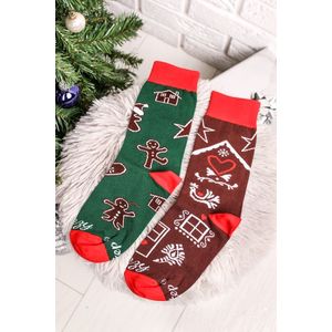 Hnedo-modré vzorované ponožky Vianočné pečenie vyobraziť