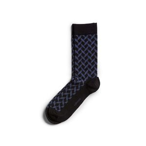Dámske modro-čierne vzorované ponožky Square Socks vyobraziť