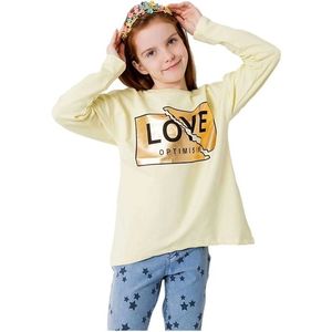 žlté dievčenské tričko so zlatou potlačou vyobraziť