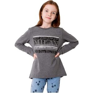 Antracitové dievčenské tričko s potlačou vyobraziť