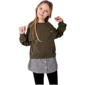 Khaki dievčenské mikina s košeĺovú spodnou časťou vyobraziť